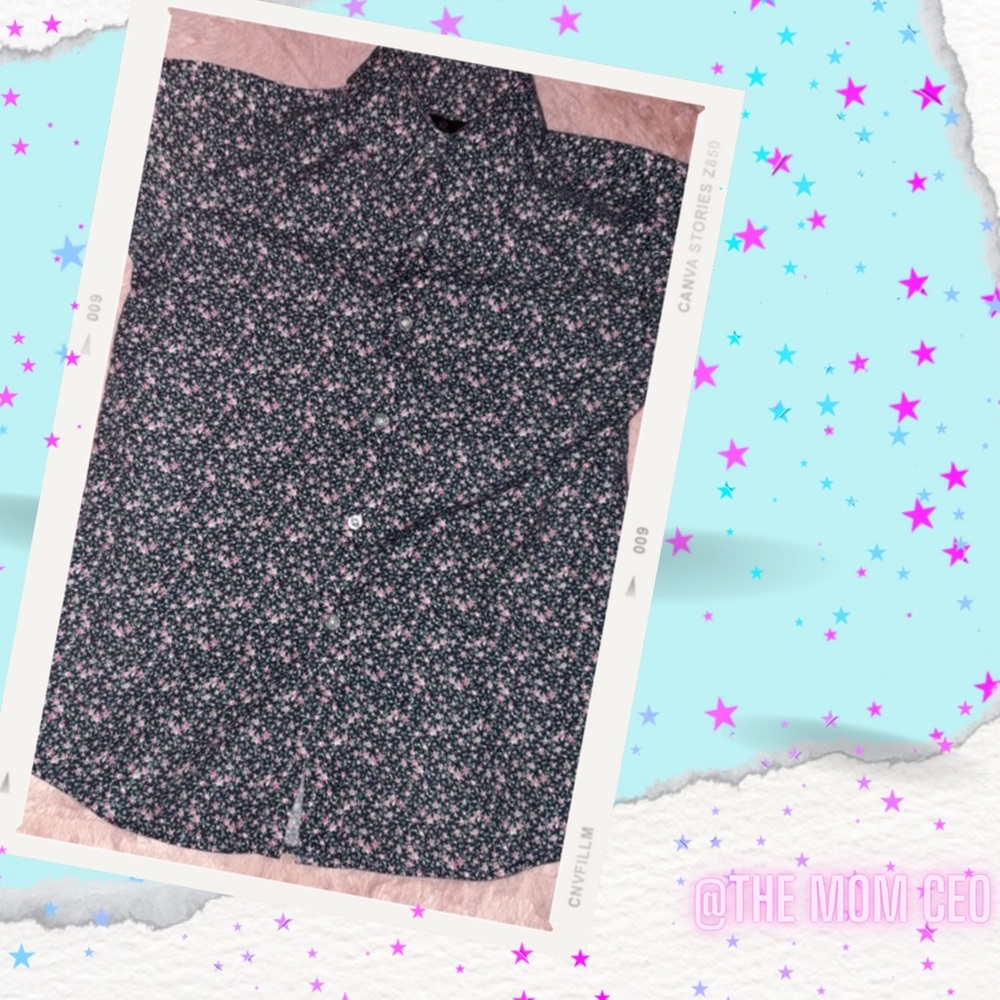 FLORAL BUTTON DOWN TOP - Picture 3 of 3